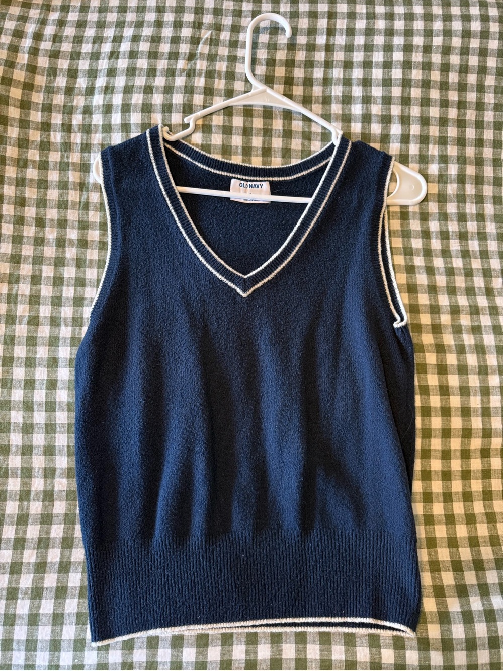 Old Navy Navy Sweater Vest with White Trim